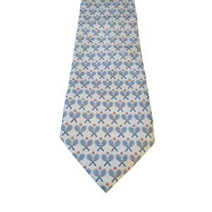 Bobby‎ Jones Collection Neck Tie Mens Designer Luxury Blue Tennis Rackets Sports